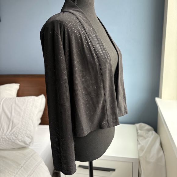 Calvin Klein Black Open Front Cardigan Shrug with Rhinestone Accents - Picture 6 of 17